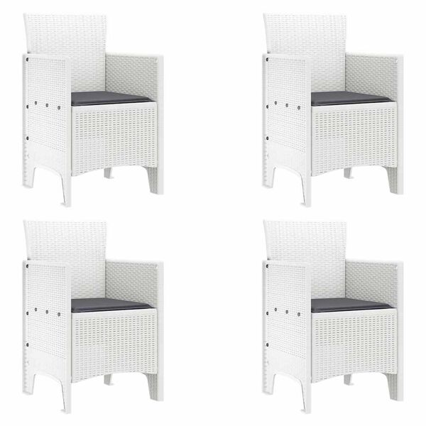 vidaXL Kerti Szék 4 pcs Fehér 53 x 49 x 85 cm PP
