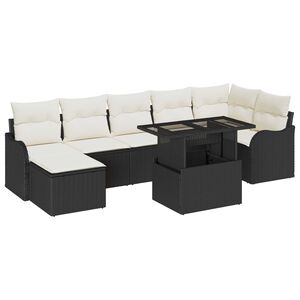 vidaXL Kerti Kanap&eacute; Szett 8 db Fekete [Műanyag]: Poly Rattan