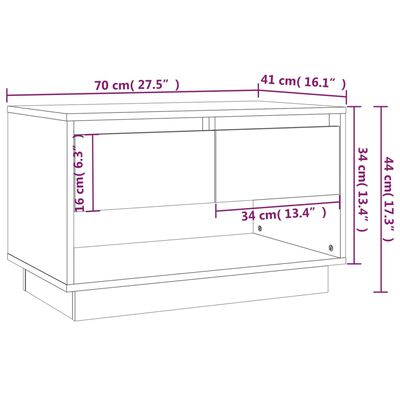 vidaXL magasfényű fehér forgácslap TV-szekrény 70 x 41 x 44 cm