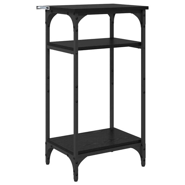 vidaXL Oldal asztal polcokkal Fekete t&ouml;lgy 40 x 30 x 75 cm Faanyag