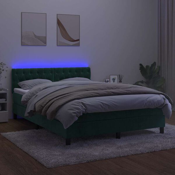 vidaXL s&ouml;t&eacute;tz&ouml;ld b&aacute;rsony rug&oacute;s &eacute;s LED-es &aacute;gy matraccal 140x190 cm
