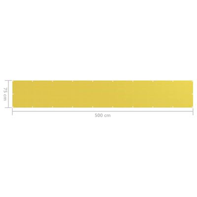 vidaXL sárga HDPE erkélytakaró 75 x 500 cm