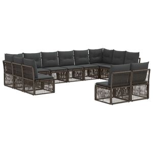 vidaXL Kerti Kanap&eacute; Szett 12 pcs Sz&uuml;rke polirattan