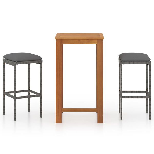 vidaXL 3 r&eacute;szes sz&uuml;rke kerti b&aacute;rszett p&aacute;rn&aacute;kkal