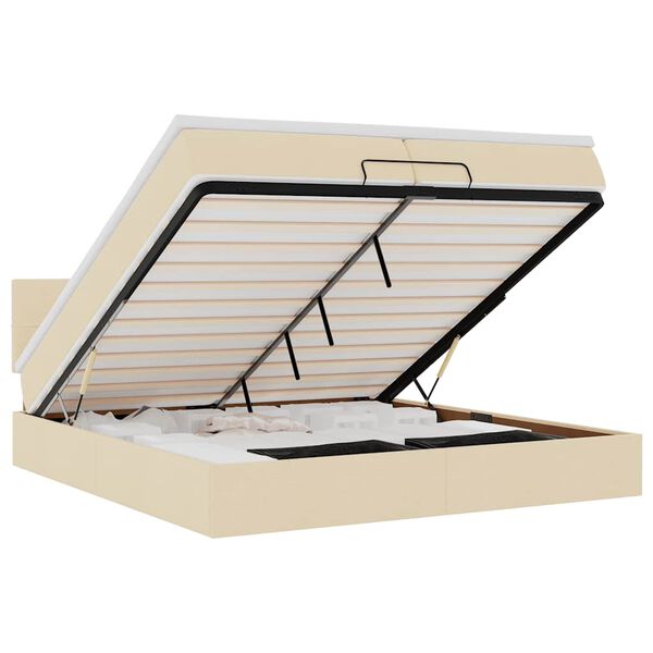 vidaXL Ottom&aacute;n &aacute;gykeret matraccal kr&eacute;m 200x200 cm anyaggal