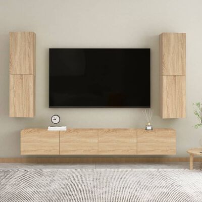 vidaXL 2 db sonoma-tölgy színű forgácslap TV-szekrény 30,5x30x110 cm