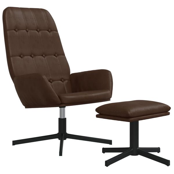 vidaXL f&eacute;nyes barna műbőr pihenőfotel l&aacute;btart&oacute;val