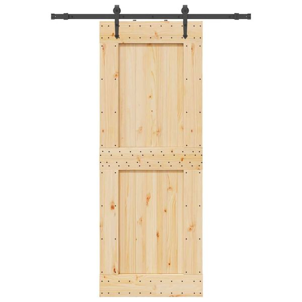 vidaXL t&ouml;m&ouml;r fenyőfa tol&oacute;ajt&oacute; f&eacute;mszerel&eacute;kszettel 85x210 cm