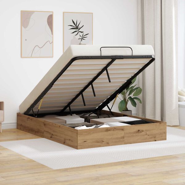 vidaXL Ottom&aacute;n &Aacute;gykeret K&eacute;zműves T&ouml;lgy 120 x 200 cm M&eacute;rn&ouml;ki fa