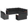 vidaXL 11 r&eacute;szes fekete polyrattan kerti &uuml;lőgarnit&uacute;ra p&aacute;rn&aacute;kkal