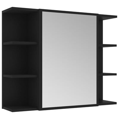 vidaXL 4 részes fekete forgácslap fürdőszobai bútorszett