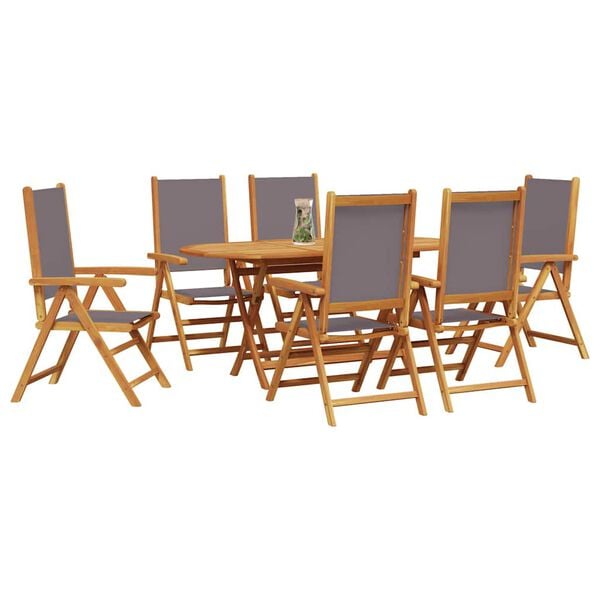 vidaXL Kert étkező szett 7 pcs Antracit tömör akácfa
