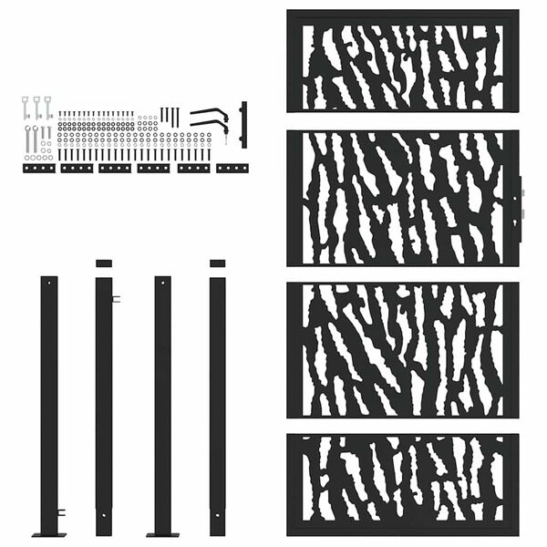 vidaXL fekete kerti kapu 100x175 cm acél mintázattal