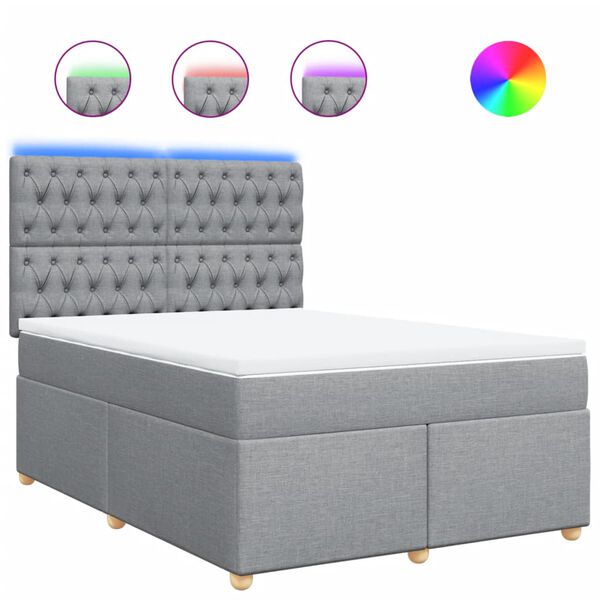 vidaXL világosszürke szövet rugós ágy matraccal 140 x 200 cm