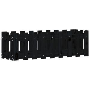 vidaXL fekete t&ouml;m&ouml;r fenyőfa kerti magas&aacute;gy&aacute;s ker&iacute;t&eacute;ssel 100x30x30 cm