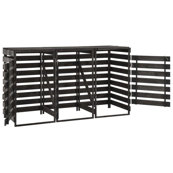 vidaXL festett tömör fenyőfa tripla kerekeskuka-tároló 210x75x121 cm