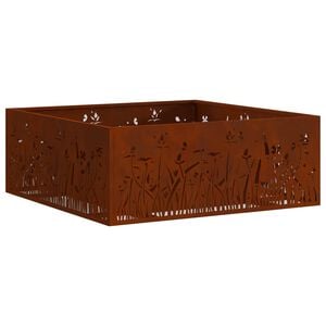 vidaXL Tűzgy&uacute;jt&oacute; t&aacute;l Rozsd&aacute;s 80 x 80 x 30 cm Időj&aacute;r&aacute;s&aacute;ll&oacute; ac&eacute;l