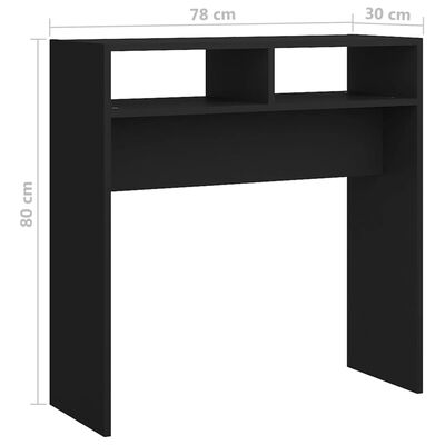 vidaXL fekete forgácslap tálalóasztal 78 x 30 x 80 cm
