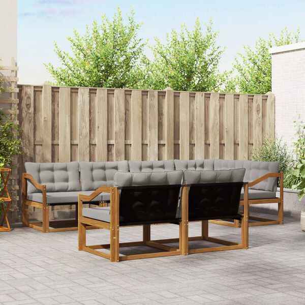 vidaXL K&uuml;lt&eacute;ri kanap&eacute; szett 7 pcs Term&eacute;szetes &eacute;s Vil&aacute;gossz&uuml;rke