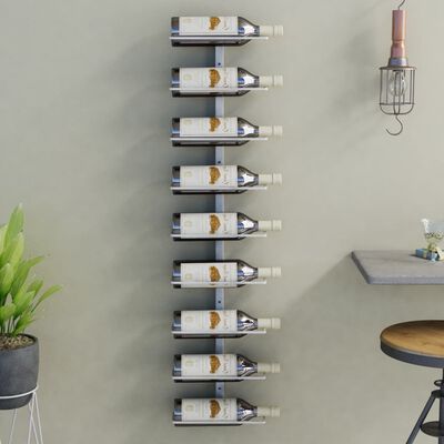 vidaXL fehér vas falra szerelhető bortartó állvány 9 palacknak