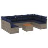 vidaXL 10 r&eacute;szes sz&uuml;rke polyrattan kerti &uuml;lőgarnit&uacute;ra p&aacute;rn&aacute;val