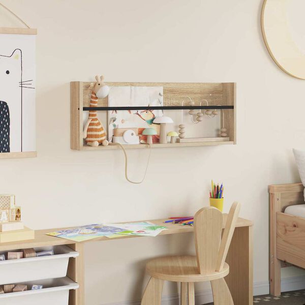 vidaXL Magazin &aacute;llv&aacute;ny polcokkal Sonoma t&ouml;lgy 80 x 12 x 30 cm Faanyag