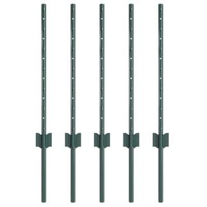 vidaXL Be&aacute;gyazott ker&iacute;t&eacute;soszlop 5 db Z&ouml;ld 100 cm Porsz&oacute;rt ac&eacute;l