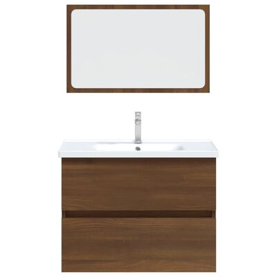 vidaXL 2 részes barna tölgy színű szerelt fa fürdőszobai bútorszett