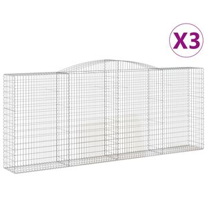 vidaXL 3 db &iacute;ves horganyzott vas gabion kos&aacute;r 400x50x160/180 cm