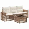 vidaXL Kerti Kanap&eacute; Szett 4 pcs Beige &eacute;s Kr&eacute;msz&iacute;nű polirattan