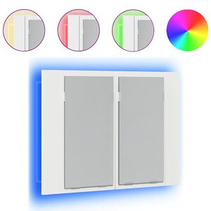 vidaXL feh&eacute;r akril LED-es f&uuml;rdőszobaszekr&eacute;ny t&uuml;k&ouml;rrel 60x12x45 cm