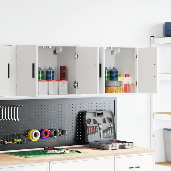 vidaXL 2 db feh&eacute;r szerelt fa gar&aacute;zs fali szekr&eacute;nyek