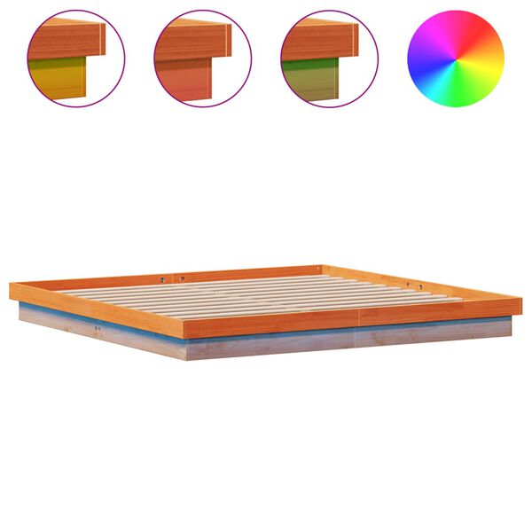 vidaXL viaszbarna t&ouml;m&ouml;r fenyőfa LED-es &aacute;gykeret 200 x 200 cm