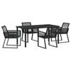 vidaXL Kert &eacute;tkező szett 5 db Fekete Porsz&oacute;rt ac&eacute;l