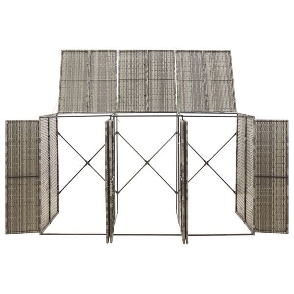 vidaXL szürke polyrattan hármas kerekeskuka tárolófészer 207x80x117 cm