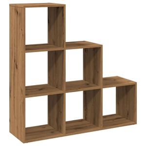 vidaXL&nbsp;3 szintes&nbsp;k&eacute;zműves t&ouml;lgy fa elv&aacute;laszt&oacute; k&ouml;nyvespolc 99x29x99 cm