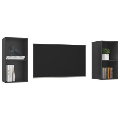 vidaXL 2 db szürke forgácslap falra szerelhető TV-szekrény