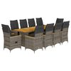 vidaXL 11 r&eacute;szes sz&uuml;rke polyrattan kerti bisztr&oacute;garnit&uacute;ra p&aacute;rn&aacute;kkal
