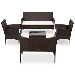 vidaXL 5 r&eacute;szes barna polyrattan kerti b&uacute;torszett p&aacute;rn&aacute;kkal