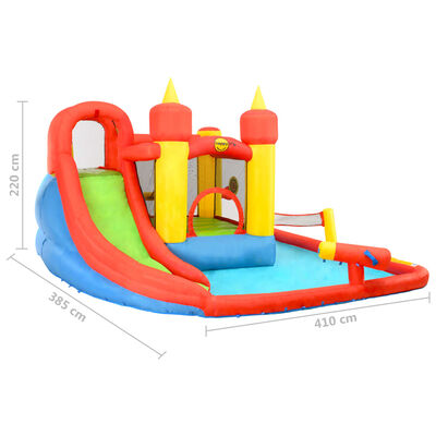 Happy Hop felfújható PVC légvár csúszdával és medencével 410x385x220cm