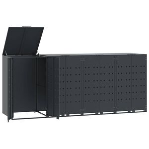 vidaXL antracit ac&eacute;l t&aacute;rol&oacute; 4 szemeteskuk&aacute;hoz 276 x 79 x 117 cm