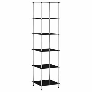vidaXL 6 szintes fekete edzett &uuml;veg polc 40 x 40 x 160 cm