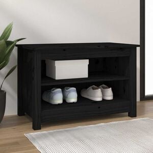 vidaXL fekete t&ouml;m&ouml;r fenyőfa cipőt&aacute;rol&oacute; pad 70x38x45,5 cm