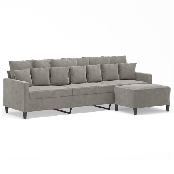 vidaXL 3 szem&eacute;lyes vil&aacute;gossz&uuml;rke b&aacute;rsony kanap&eacute; l&aacute;btart&oacute;val 210 cm