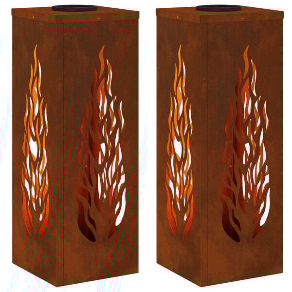 vidaXL Napelemmel műk&ouml;dő LED &ouml;sv&eacute;ny vil&aacute;g&iacute;t&aacute;s 2 pcs Corten Ac&eacute;l