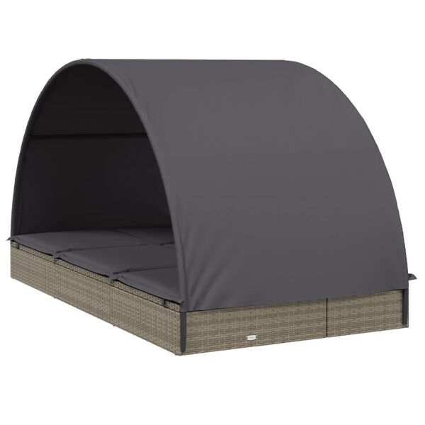 vidaXL 2 szem&eacute;lyes sz&uuml;rke polyrattan nap&aacute;gy kerek tetővel 211x112x140