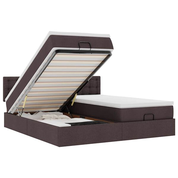 vidaXL Ottom&aacute;n &aacute;gykeret matracokkal S&ouml;t&eacute;tbarna 180x200cm sz&ouml;vet