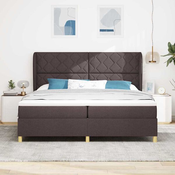 vidaXL Boxspring &aacute;gy matraccal S&ouml;t&eacute;tsz&uuml;rke 90x190 cm Sz&ouml;vet s&ouml;t&eacute;tbarna