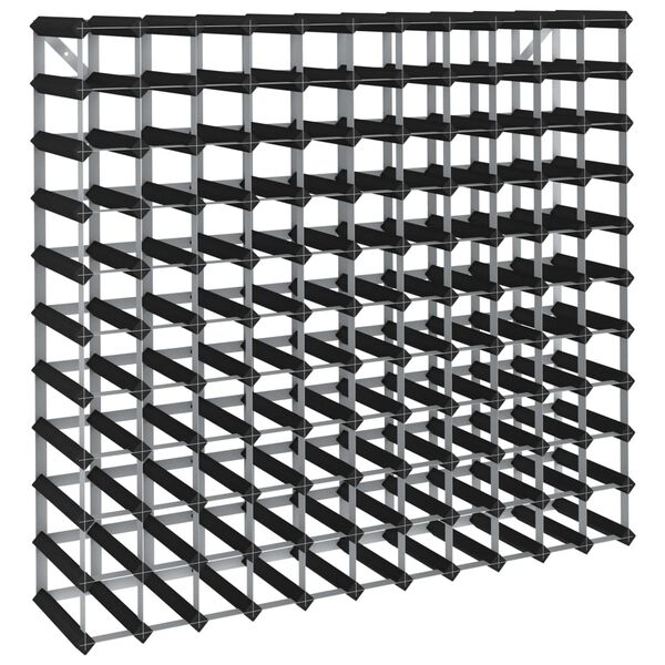 vidaXL fekete tömör fenyőfa bortartó állvány 120 palackhoz