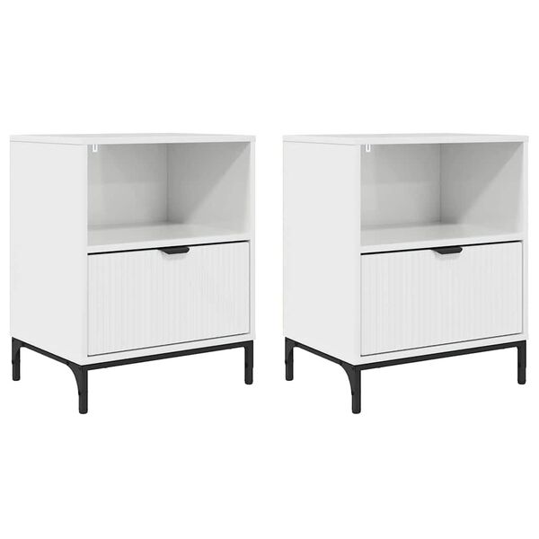 vidaXL &Eacute;jjeliszekr&eacute;nyek 2 pcs Magasf&eacute;nyű feh&eacute;r 49 x 36 x 61 cm Faanyag